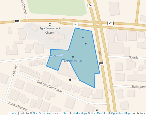 walking in Faneromeni Park map in Larnaca