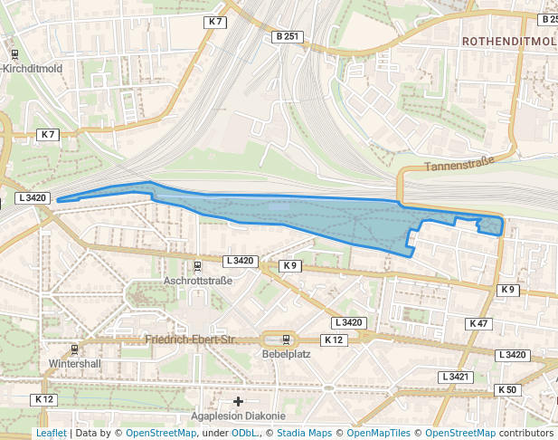 walking in Tannenwäldchen map in Kassel