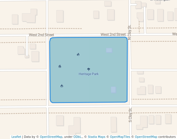 walking in Heritage Park map in Hoisington