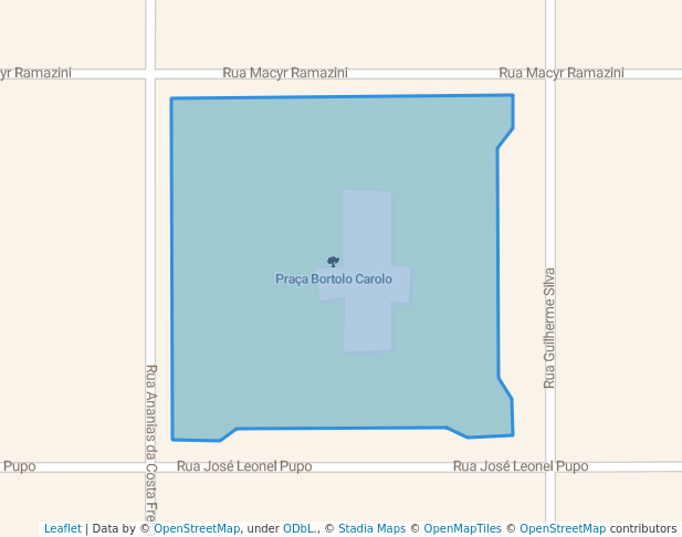 walking in Praça Bortolo Carolo map in Pontal