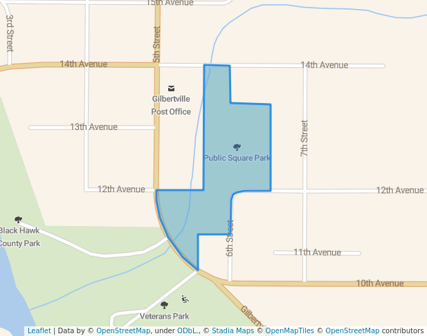 walking in Public Square Park map in Gilbertville