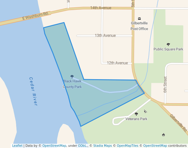 walking in Black Hawk County Park map in Gilbertville