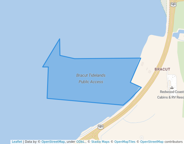 walking in Bracut Tidelands Public Access map in Eureka