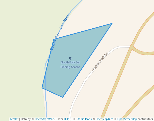 walking in South Fork Eel Fishing Access map in Phillipsville