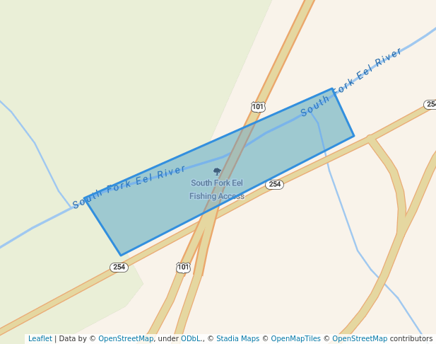 walking in South Fork Eel Fishing Access map in Phillipsville