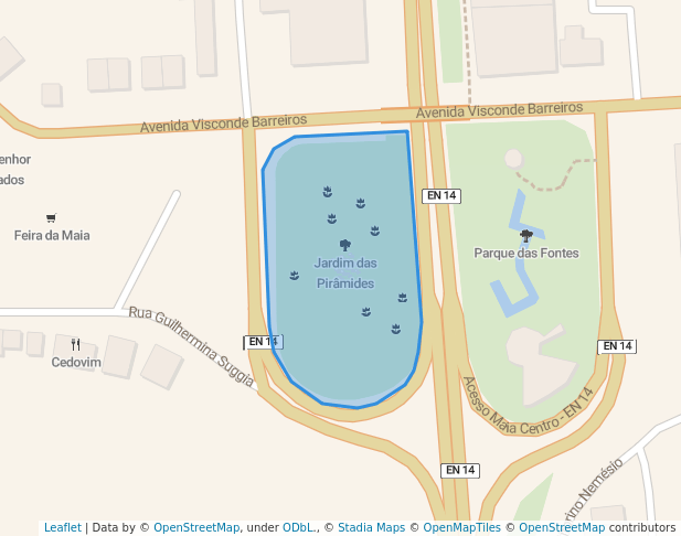 walking in Jardim das Pirâmides map in Maia