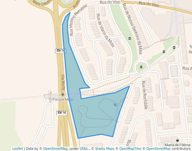 walking in Parque Urbano Novo Rumo map in Maia