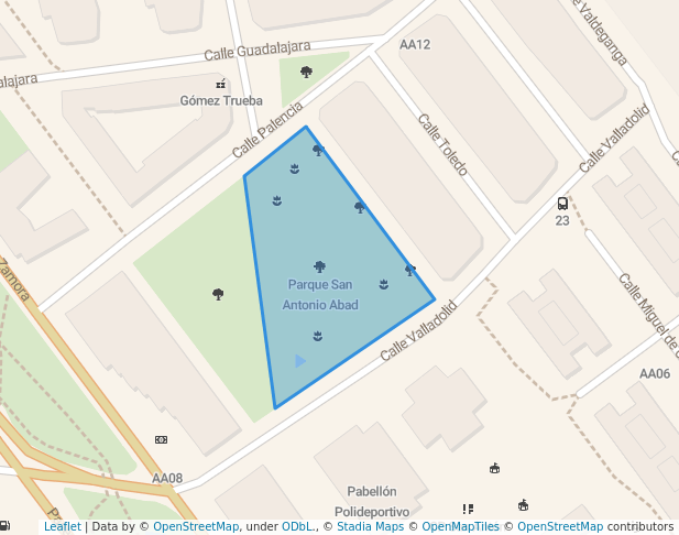 walking in Parque San Antonio Abad map in Albacete