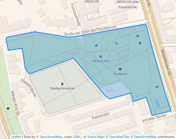 walking in Stadtpark map in Halle (Saale)