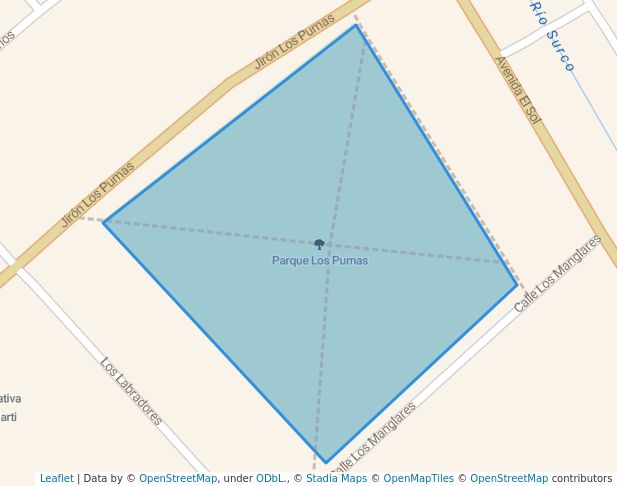 walking in Parque Los Pumas map in Chorrillos