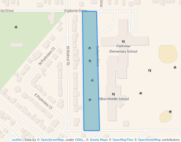walking in Centennial Park map in Dillon
