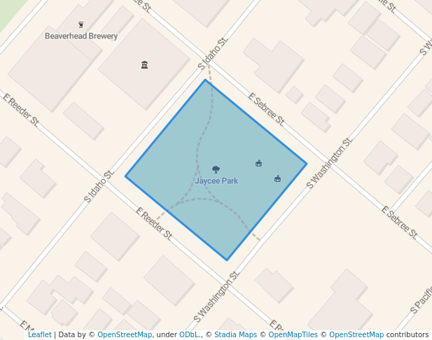 walking in Jaycee Park map in Dillon