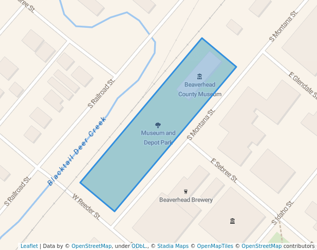 walking in Museum and Depot Park map in Dillon