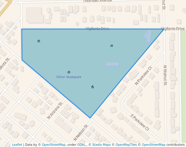 walking in Vigilante Park map in Dillon