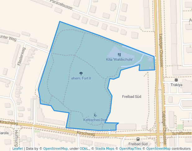 walking in ehem. Fort II map in Magdeburg