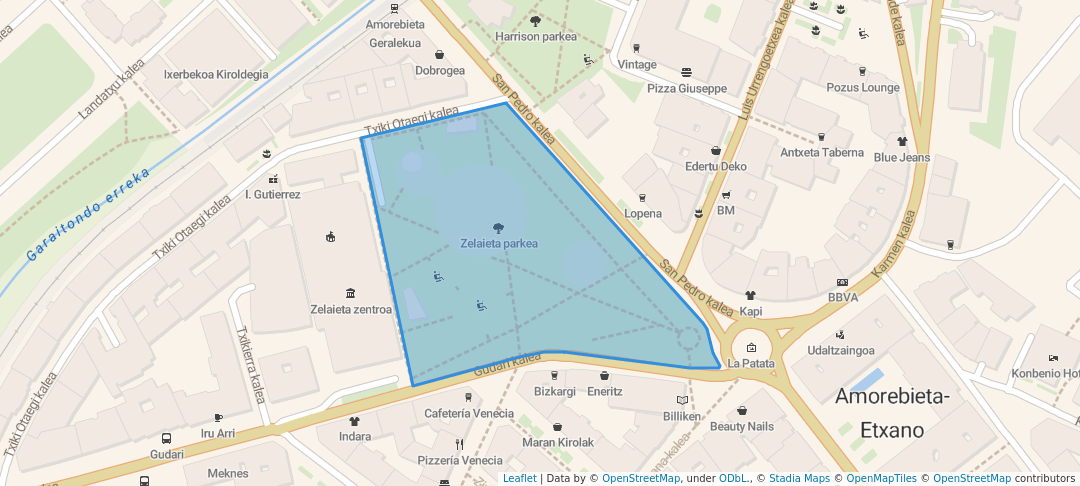 walking in Zelaieta parkea map in Amorebieta-Etxano