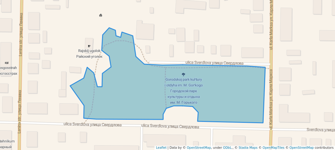 walking in Городской парк культуры и отдыха им. М. Горького map in Rylsk