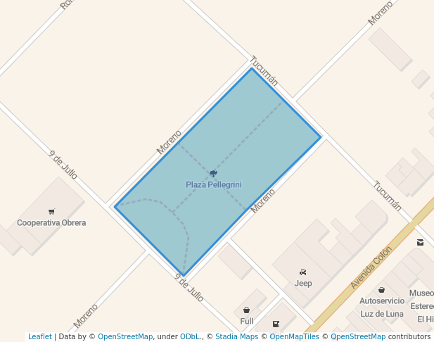 walking in Plaza Pellegrini map in Bahía Blanca