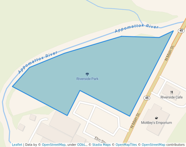 walking in Riverside Park map in Farmville