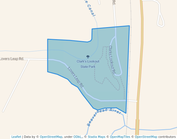 walking in Clark's Lookout State Park map in Dillon