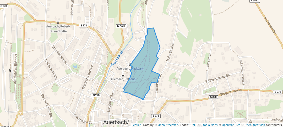 walking in Stadtpark Auerbach map in Auerbach/Vogtland