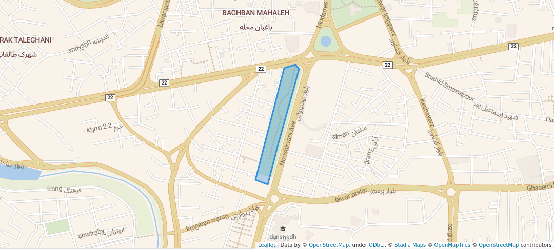 walking in پارک شهید شکری map in Babol