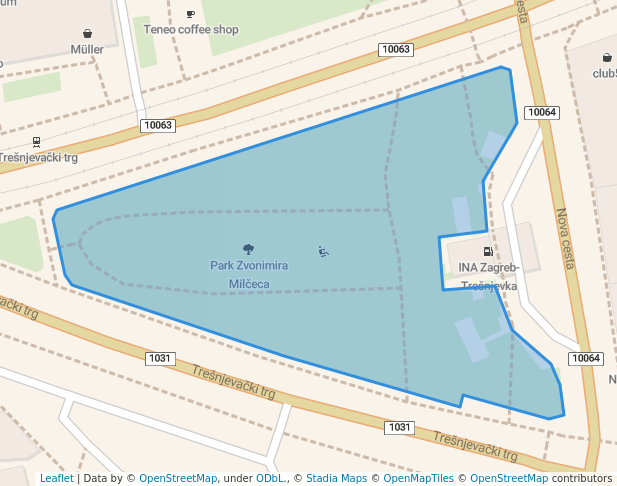 walking in Park Zvonimira Milčeca map in Zagreb