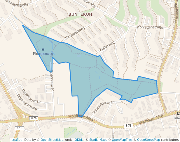 walking in Stadtteilpark Wiesental map in Lübeck