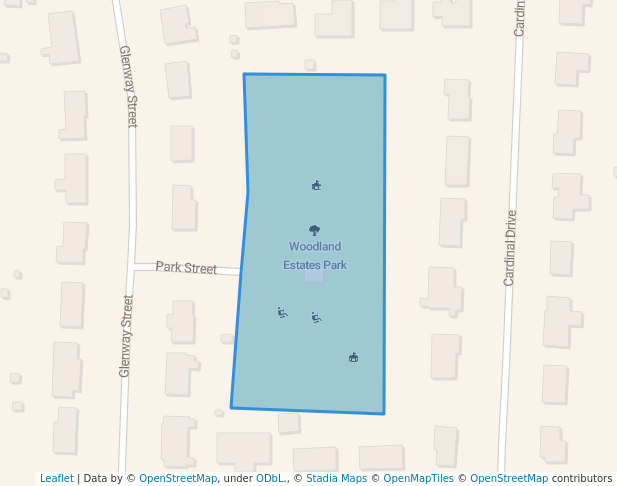 walking in Woodland Estates Park map in McFarland
