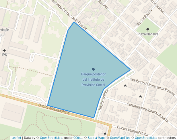 Parque posterior del Instituto de Previsión Social