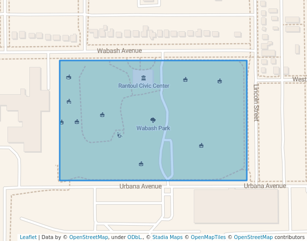 walking in Wabash Park map in Rantoul