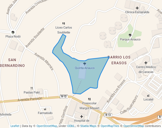 walking in Quinta Anauco map in Caracas