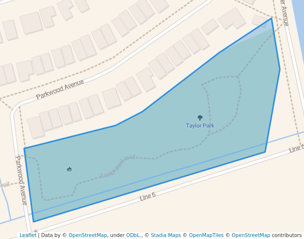 walking in Taylor Park map in Bradford West Gwillimbury