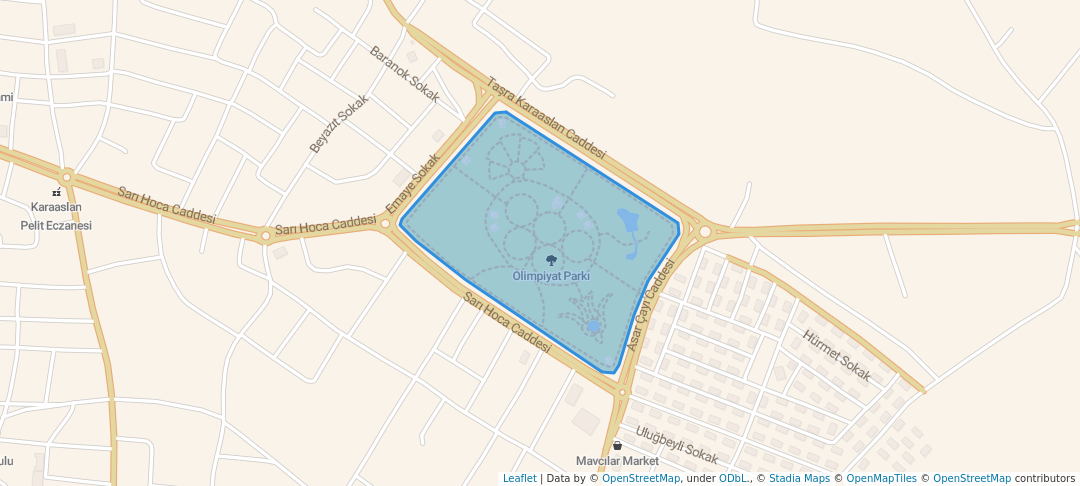 walking in Olimpiyat Parkı map in Konya