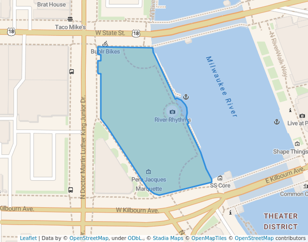 walking in Pere Marquette Park map in Milwaukee