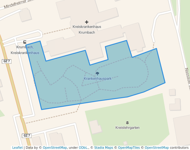 walking in Krankenhauspark map in Krumbach (Schwaben)
