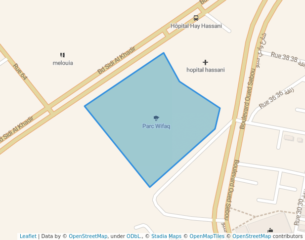 walking in Parc Wifaq map in Casablanca