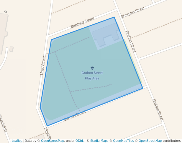 walking in Grafton Street Play Area map in Stockport