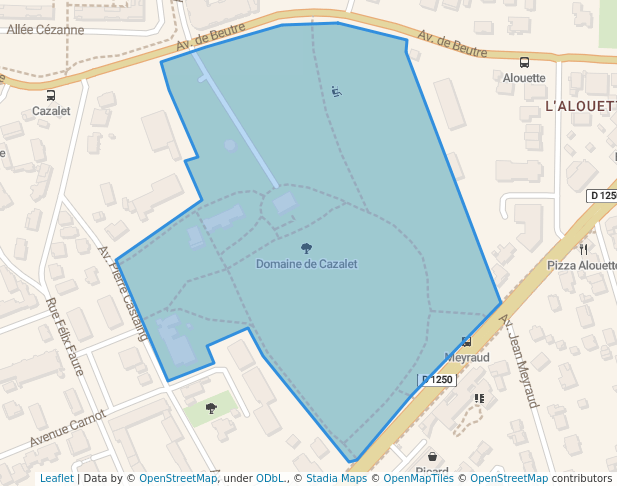 walking in Domaine de Cazalet map in Pessac