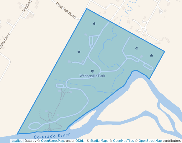 walking in Webberville Park map in Elgin