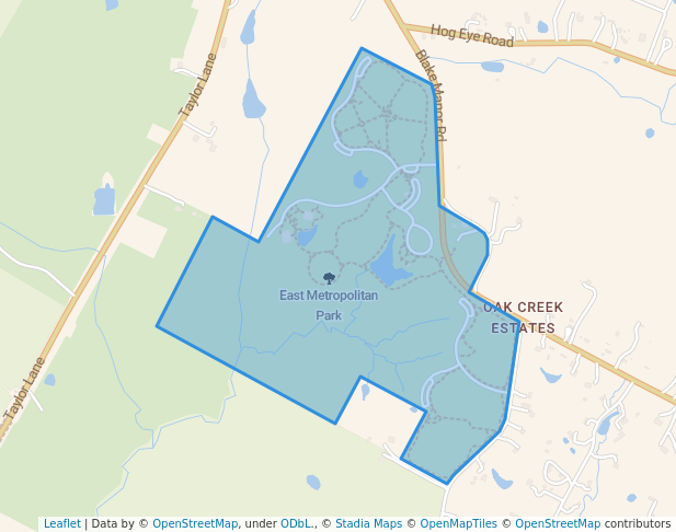 walking in East Metropolitan Park map in Manor