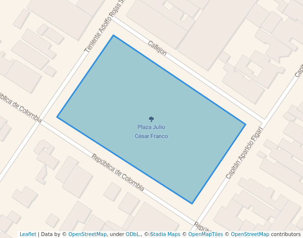 walking in Plaza Julio César Franco map in Asunción