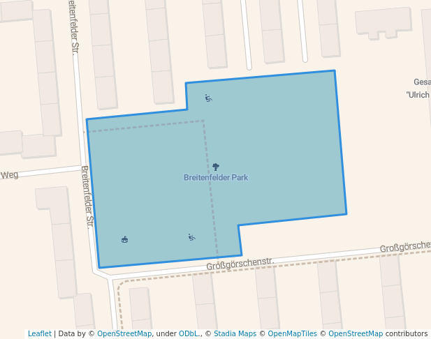 walking in Breitenfelder Park map in Halle (Saale)