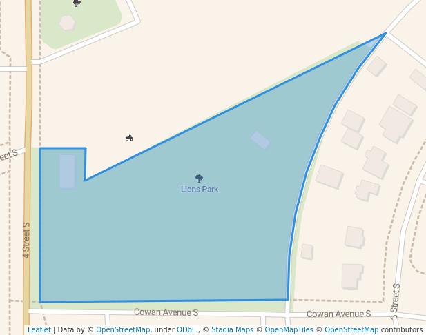 walking in Lions Park map in Picture Butte