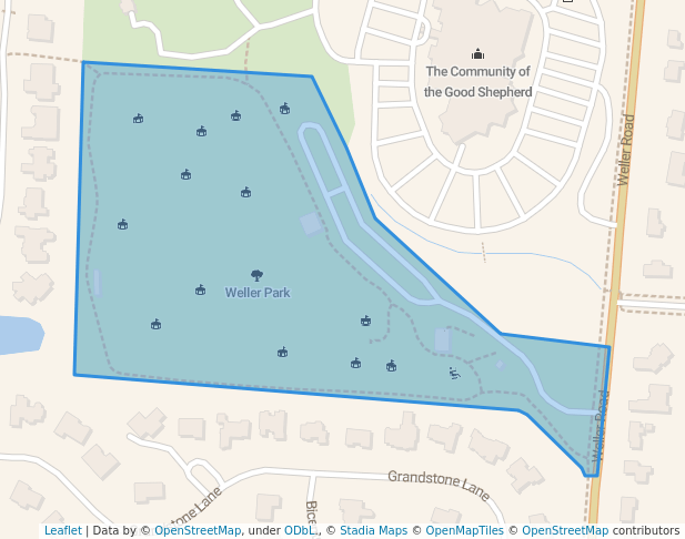 walking in Weller Park map in Cincinnati
