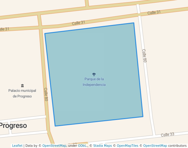 walking in Parque de la Independencia map in Progreso