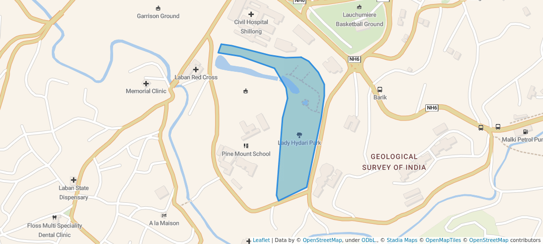 walking in Lady Hydari Park map in Shillong