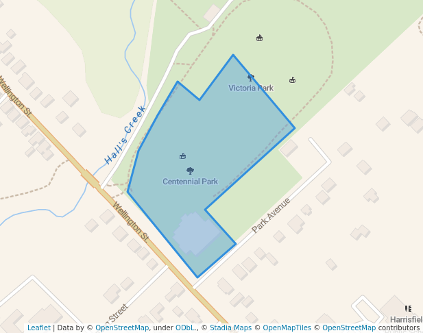 walking in Centennial Park map in Ingersoll