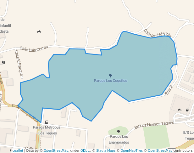 walking in Parque Los Coquitos map in Los Teques