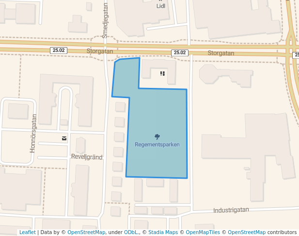 walking in Regementsparken map in Växjö
